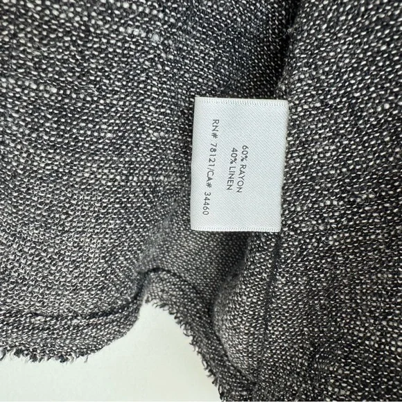 Eileen Fisher Gray Linen Blend Woven Raw Trim Jacket Long Sleeve Size Medium - Picture 6 of 10